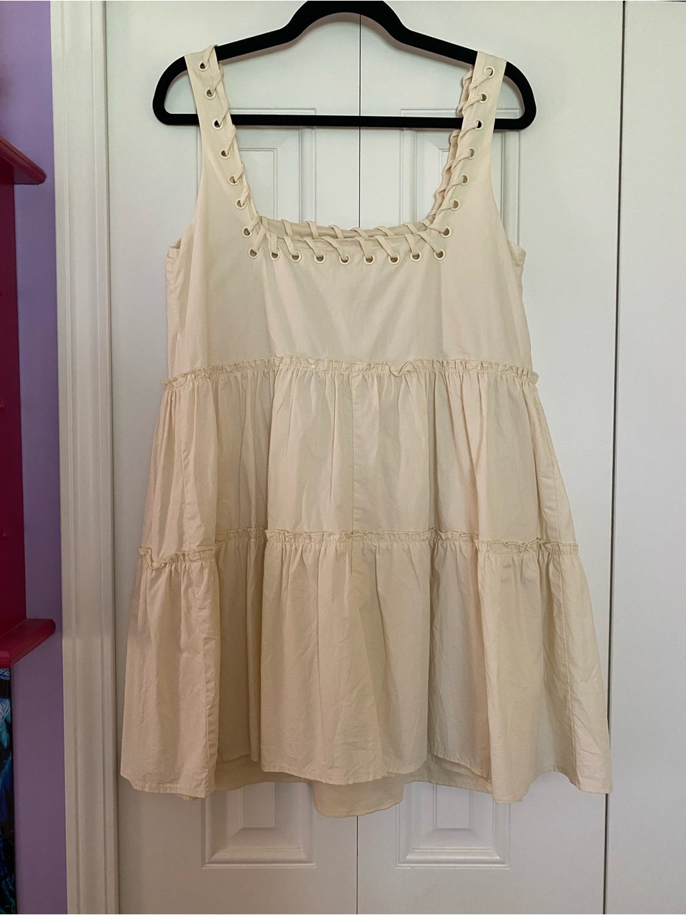 AUREUM Cream Square-Neck Tiered Mini Dress - Picture 4 of 7